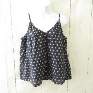 Ann Taylor LOFT Top M Medium Blue Print V Neck